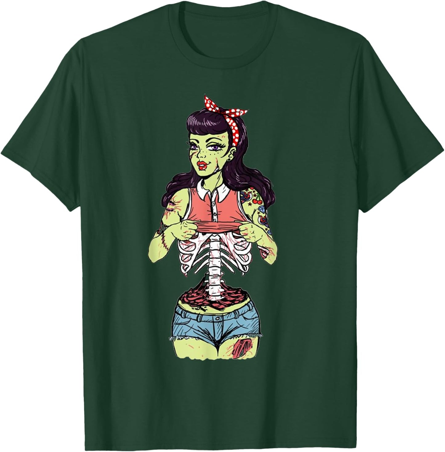 Zombie Pin Up Girl T-Shirt - T-Shirt | Forest