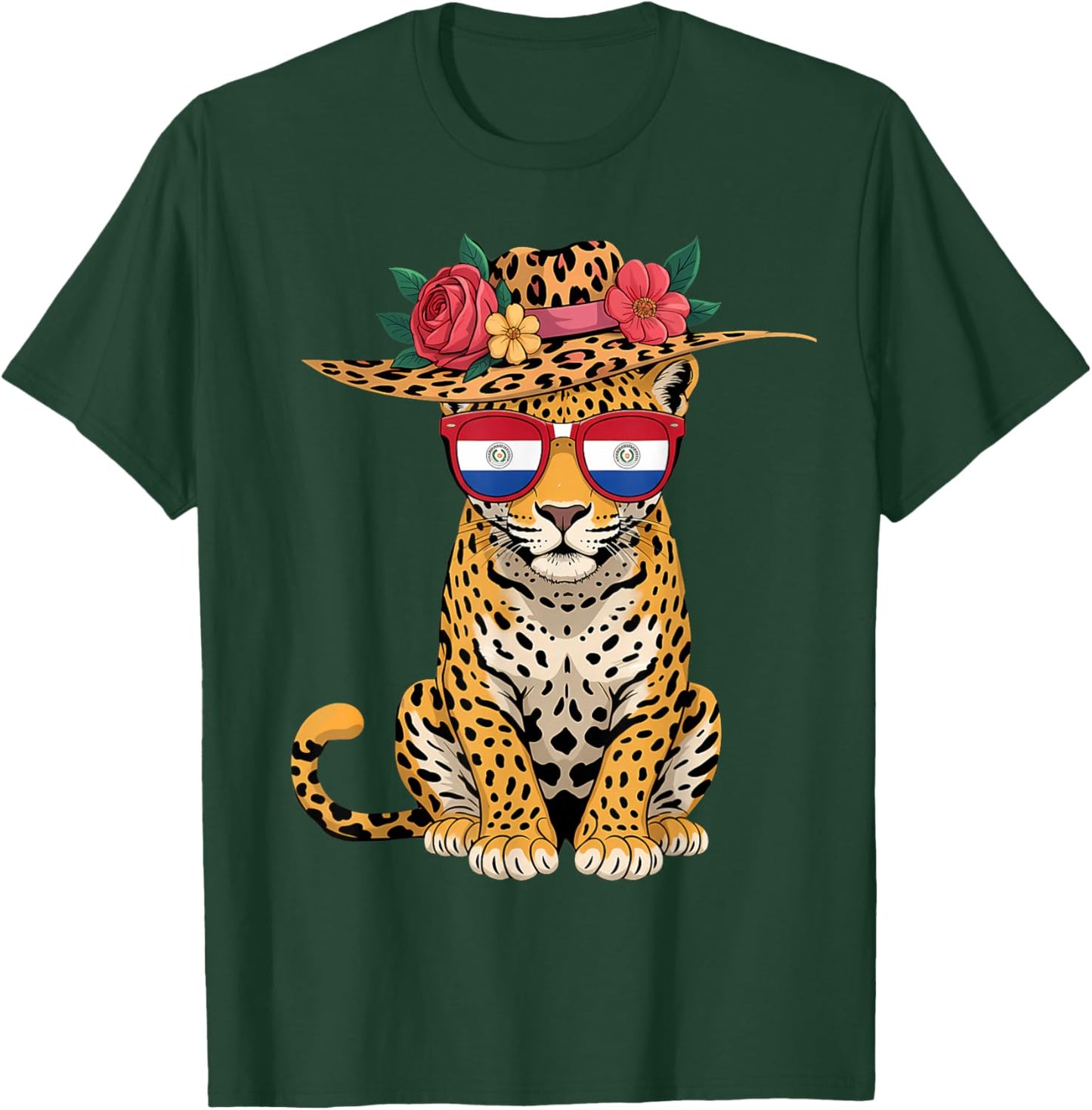 Paraguay Roots Leopard Paraguayan Flag T-Shirt - T-Shirt | Forest