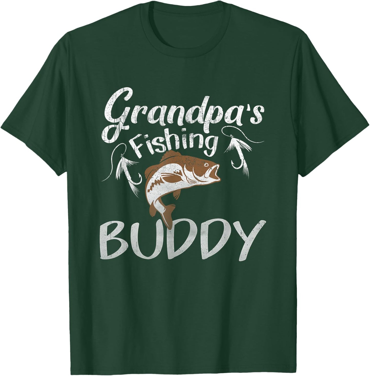 Grandpa's Fishing Buddy Grandson Granddaughter T-Shirt - T-Shirt | Forest