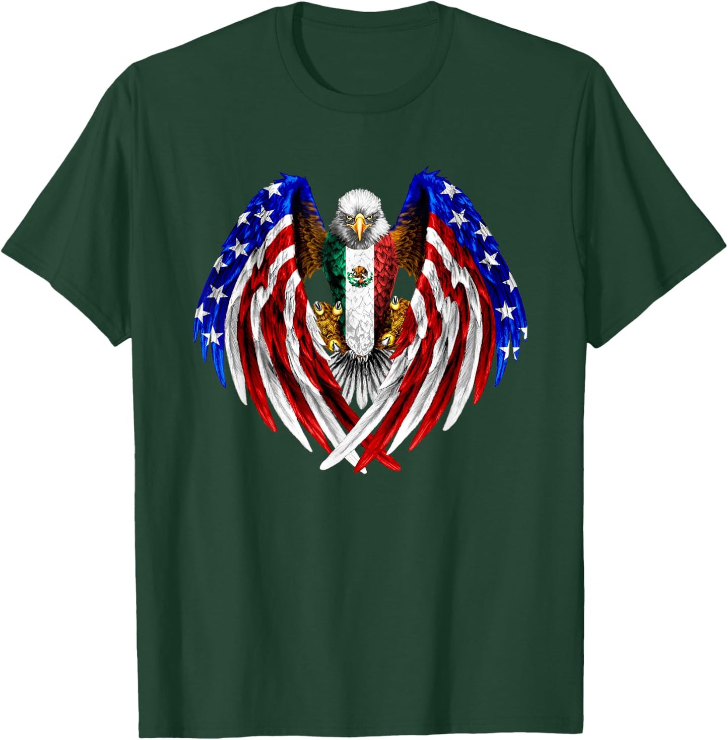 Mexican American Mexico USA Flag Eagle T-Shirt - T-Shirt | Forest