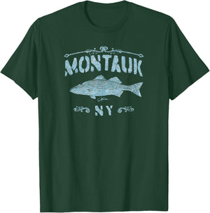 JCombs: Montauk, NY, Striped Bass (Distressed) T-Shirt - T-Shirt | Forest