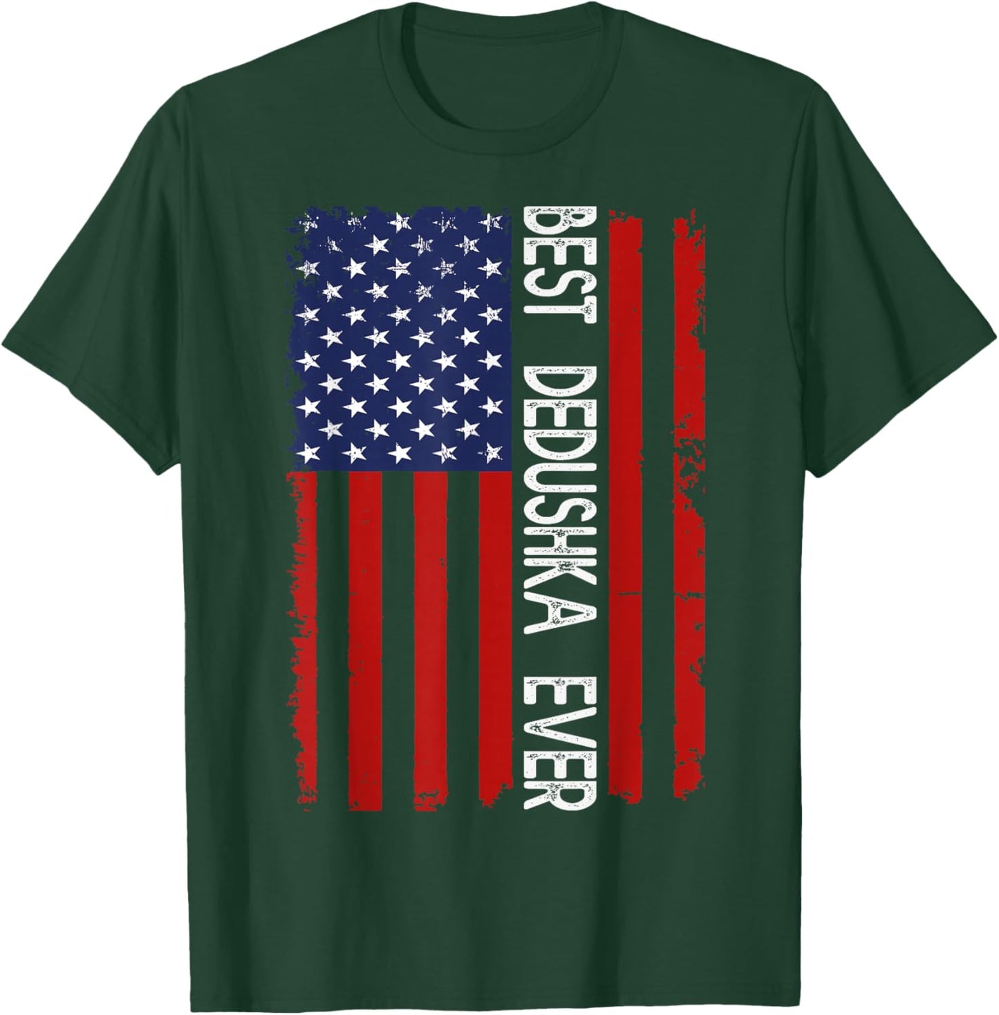 Best Dedushka Ever Vintage American Flag Fathers Day T-Shirt - T-Shirt | Forest