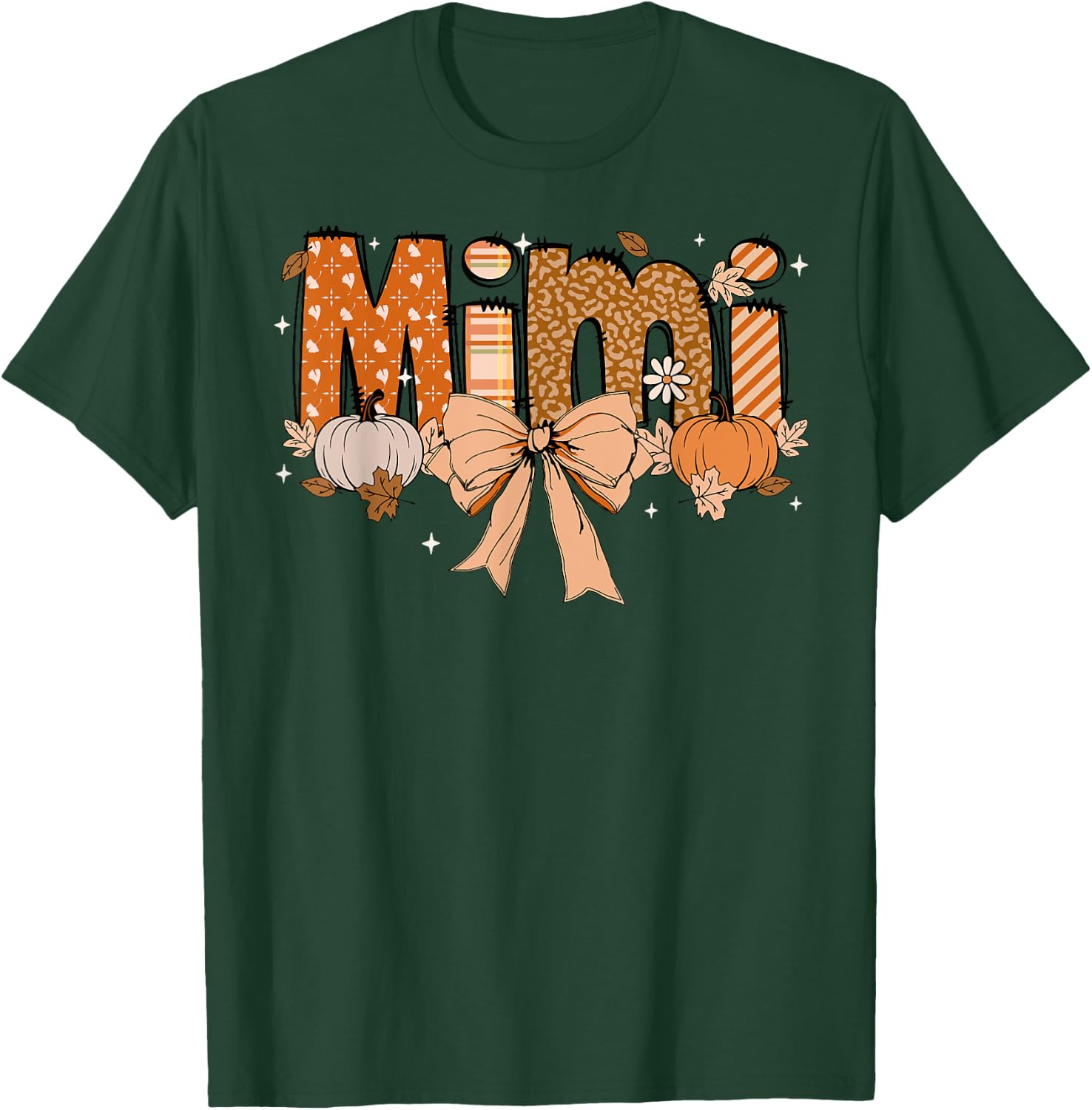 Mimi Pumpkin Fall Coquette Bow Thanksgiving Mom Women T-Shirt - T-Shirt | Forest
