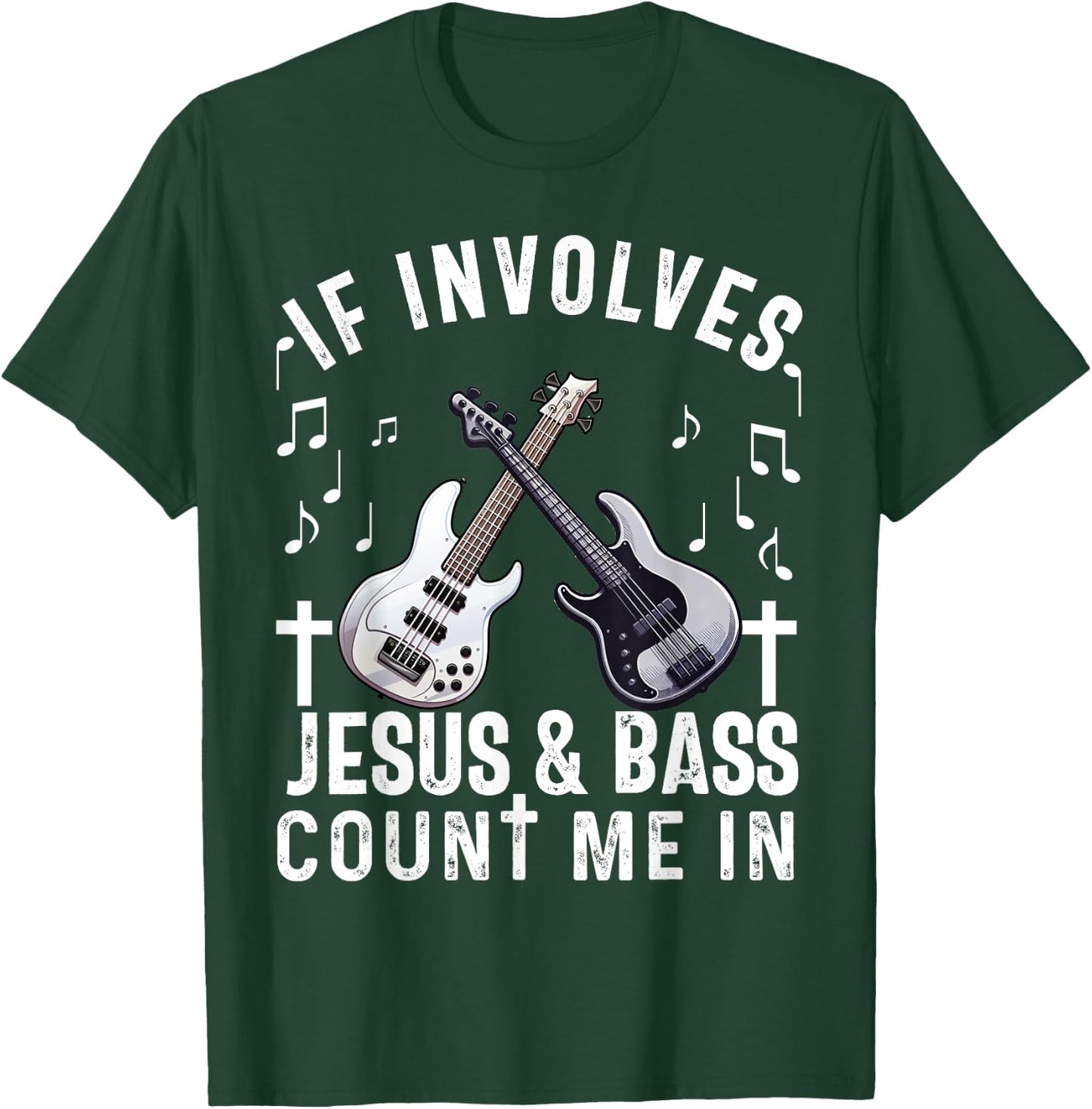 Christian Bass Guitar Player Worship Jesus Bassist Music T-Shirt - T-Shirt | Forest
