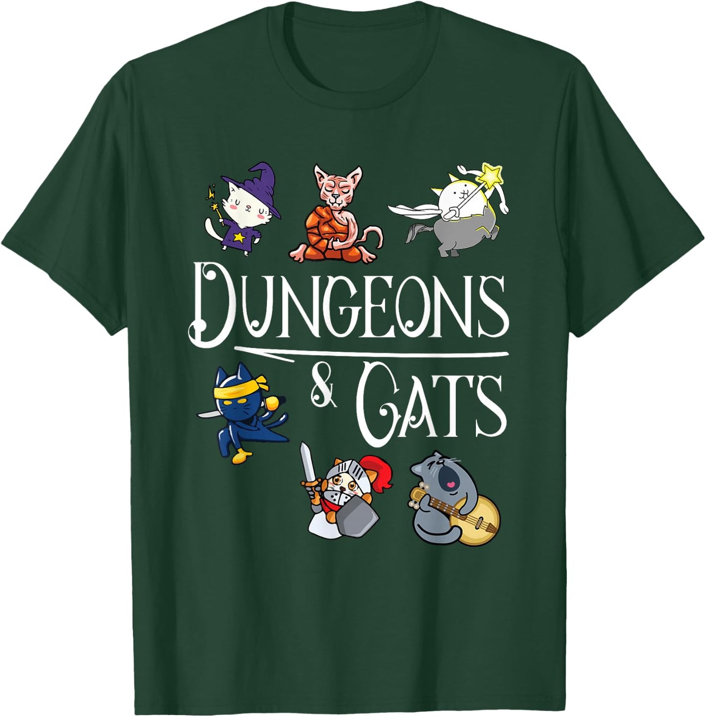 Dungeons and Cats Funny Dragon Cat Kitten Lover Kitty Gift Small T-Shirt - T-Shirt | Forest