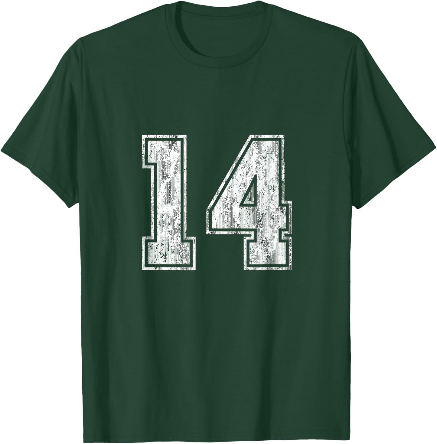Number 14 Vintage Fourteen Sports Design T-Shirt - T-Shirt | Forest