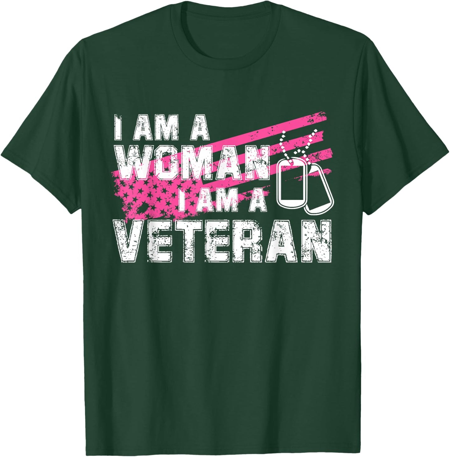 Veteran Female Pink USA Flag Veterans Day Memorial Military T-Shirt - T-Shirt | Forest
