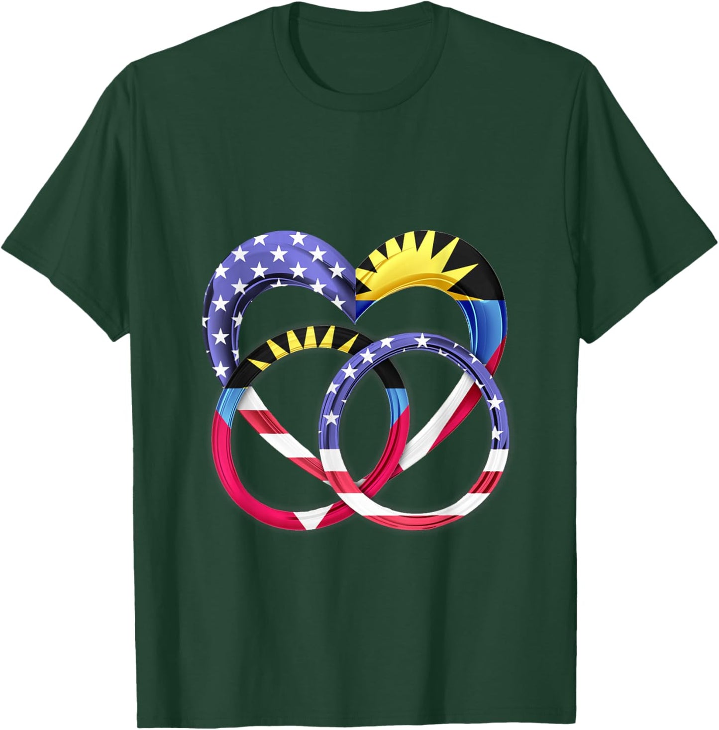 American Flag Heart Wedding Rings Marriage Antigua T-Shirt - T-Shirt | Forest