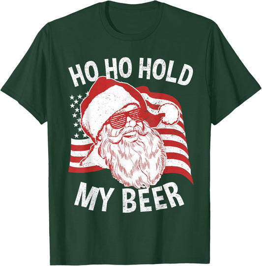 Christmas In July Shirt | Santa Ho Ho Hold My Beer T-Shirt - T-Shirt | Forest