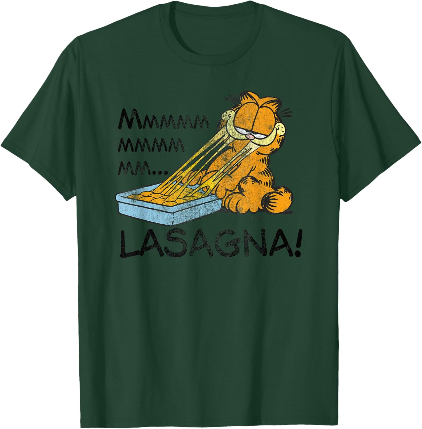 Garfield Lasagna Mmm Cat Cartoon T-Shirt - T-Shirt | Forest