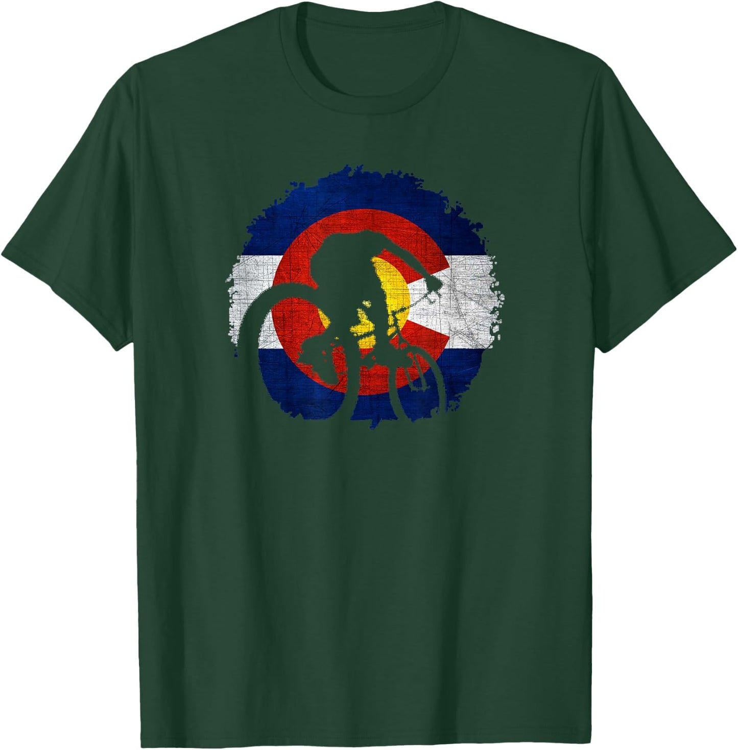 Colorado Mountain Biking, Cycling, Bicycle T-Shirt - T-Shirt | Forest