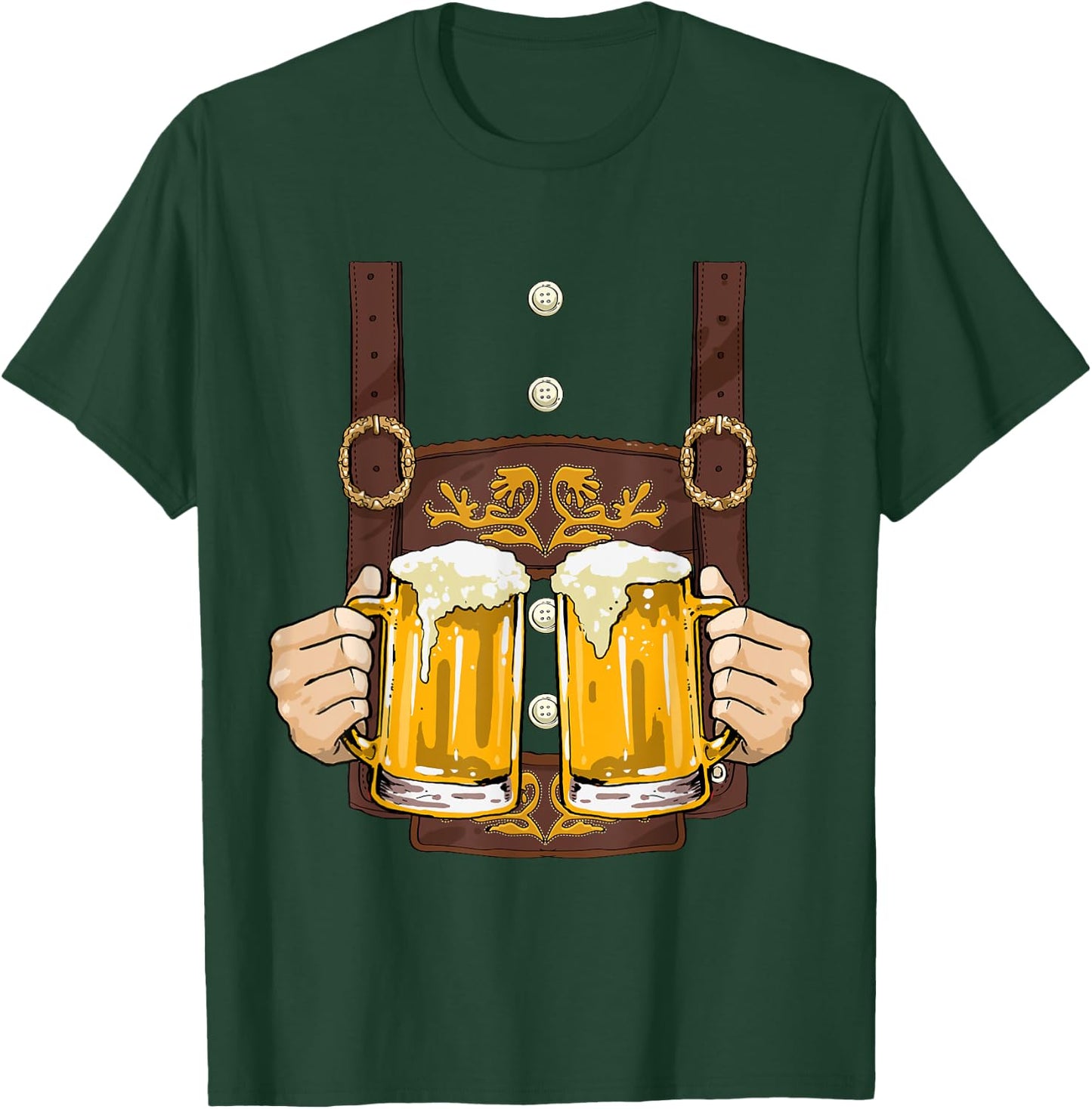 Lederhosen Costume Shirt Oktoberfest Men Cheers Beer Mug T-Shirt - T-Shirt | Forest