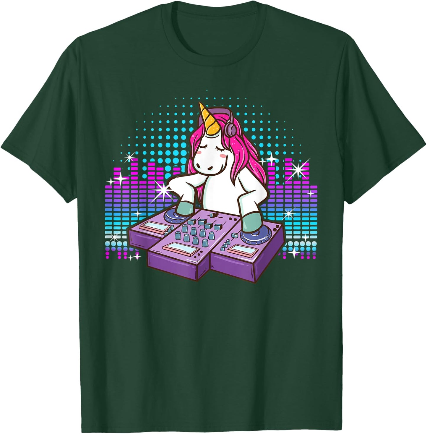 Fun DJ Shirt Unicorn T Shirts DJ Turntable Shirt Rave Shirt T-Shirt - T-Shirt | Forest