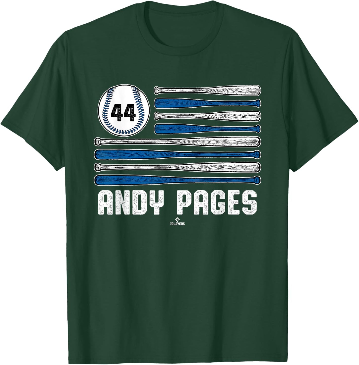 Baseball American Flag Andy Pages Los Angeles Baseball MLBPA T-Shirt - T-Shirt | Forest