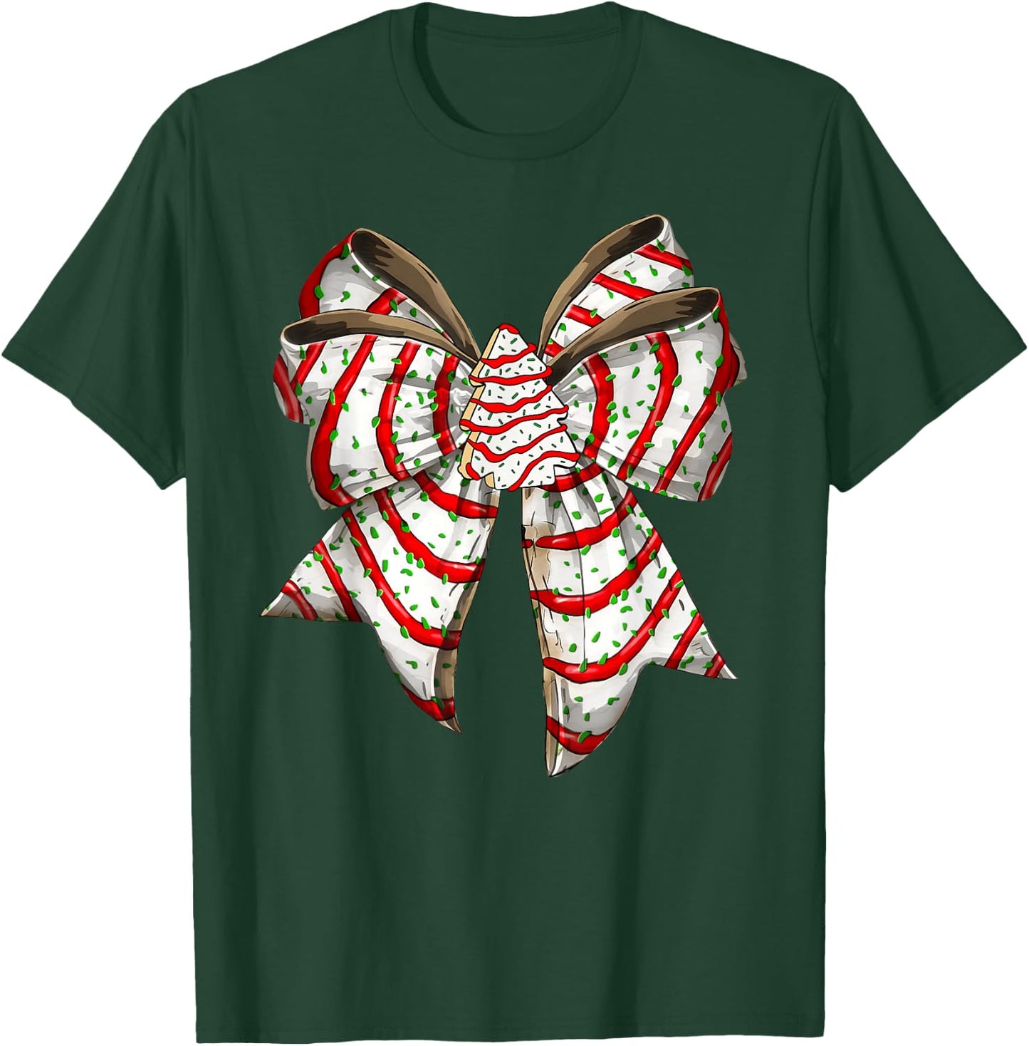 Coquette Bow Christmas Tree Cake Christmas Vibes Girls Women T-Shirt - T-Shirt | Forest