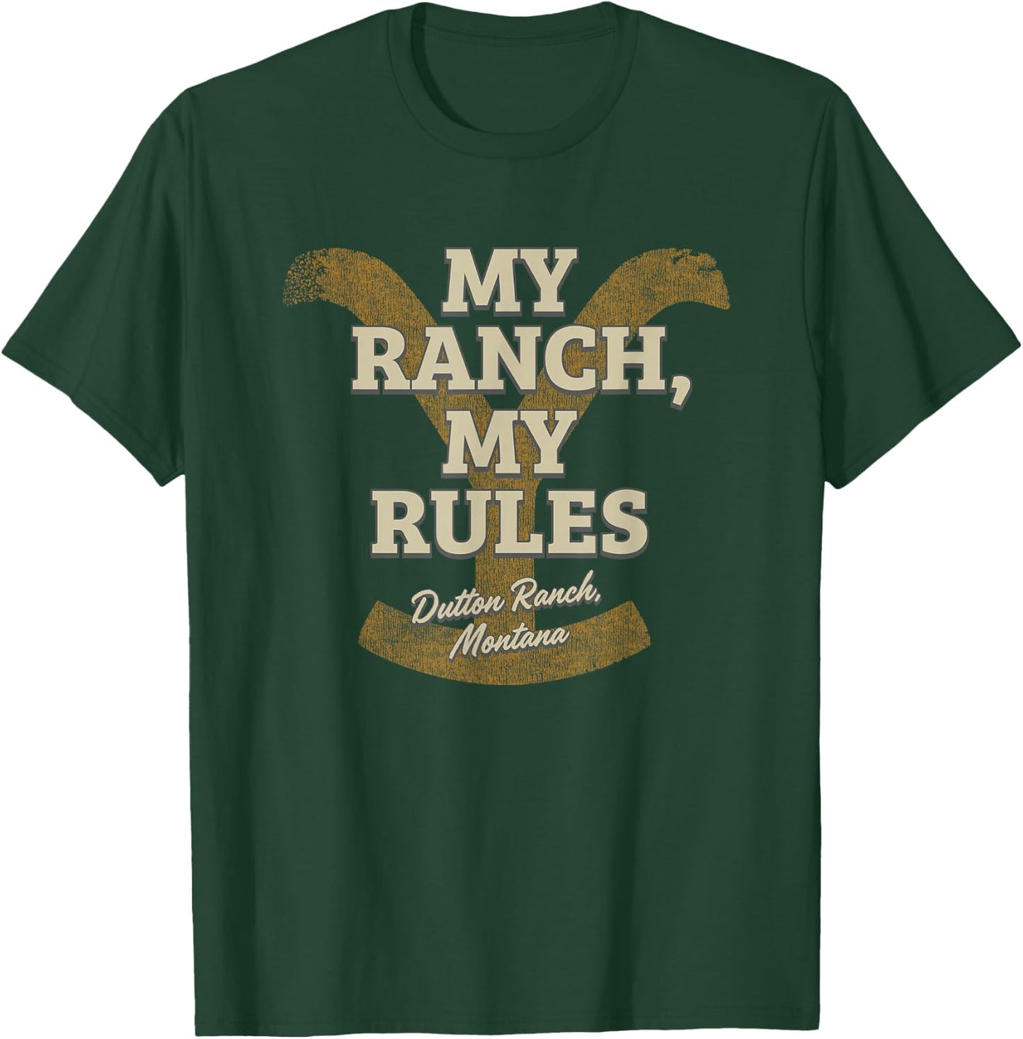 Yellowstone My Ranch My Rules Dutton Ranch Big Chest Logo T-Shirt - T-Shirt | Forest