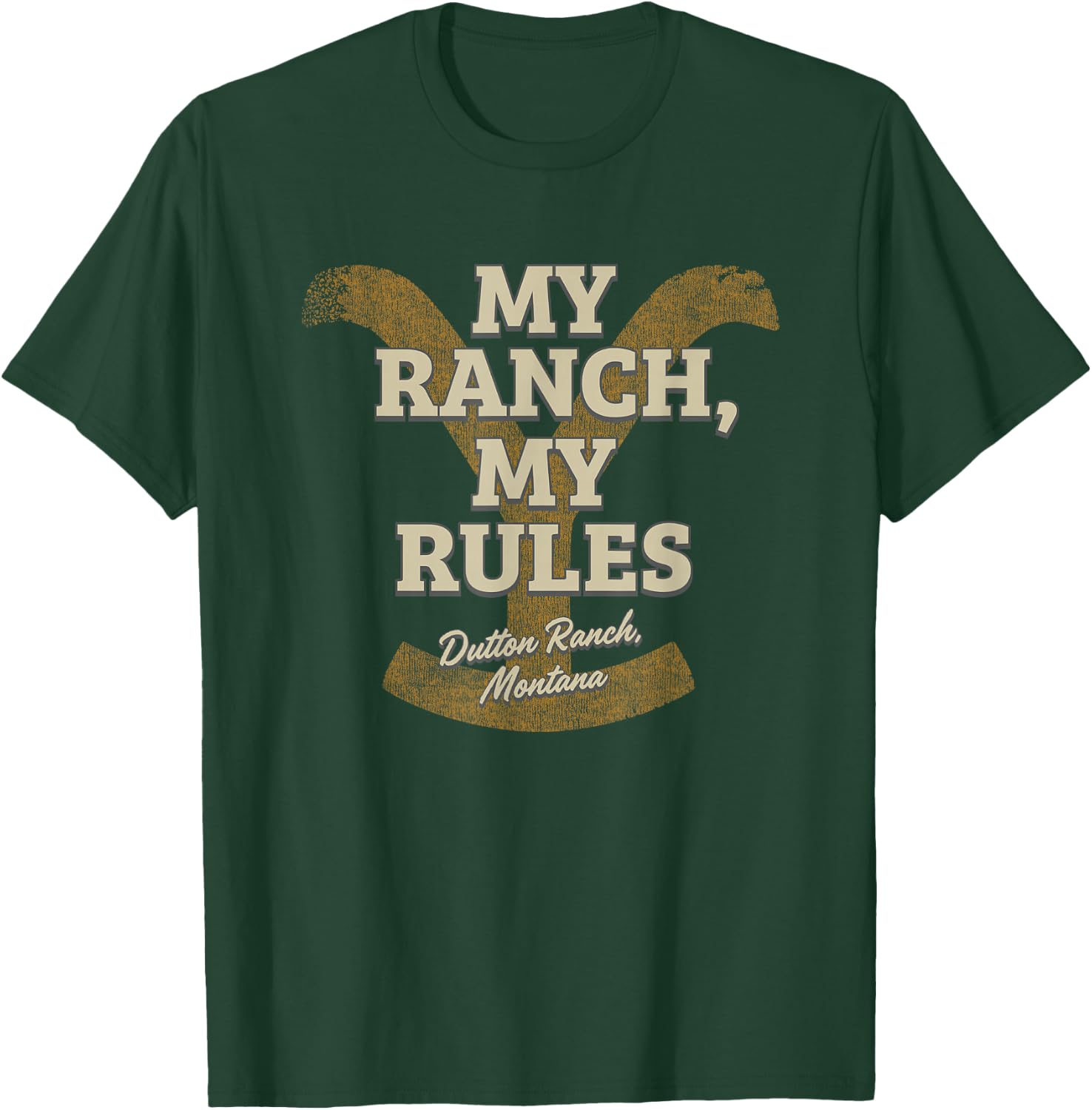 Yellowstone My Ranch My Rules Dutton Ranch Big Chest Logo T-Shirt - T-Shirt | Forest