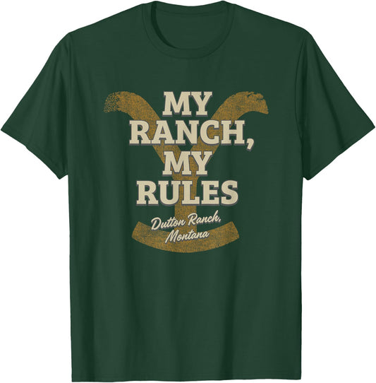 Yellowstone My Ranch My Rules Dutton Ranch Big Chest Logo T-Shirt - T-Shirt | Forest