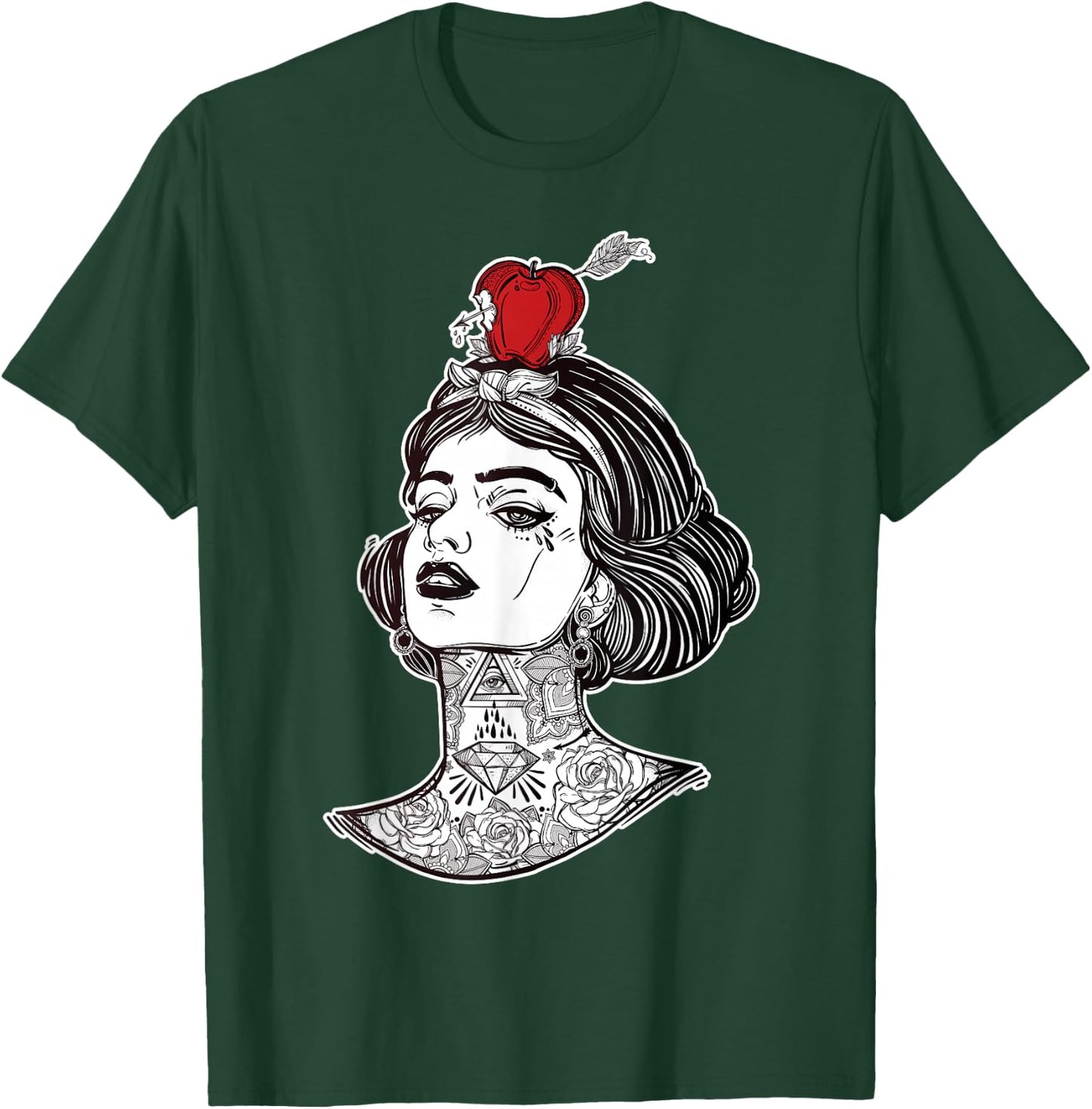 Red Apple Arrow Aim - William Tell Pin-Up Tattoo T-Shirt - T-Shirt | Forest