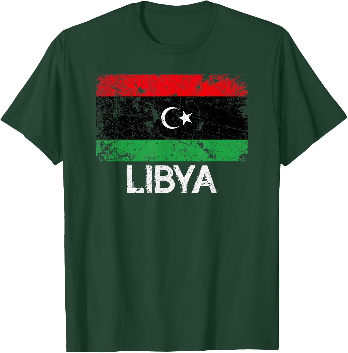 Libyan Flag | Vintage Made In Libya Gift T-Shirt - T-Shirt | Forest
