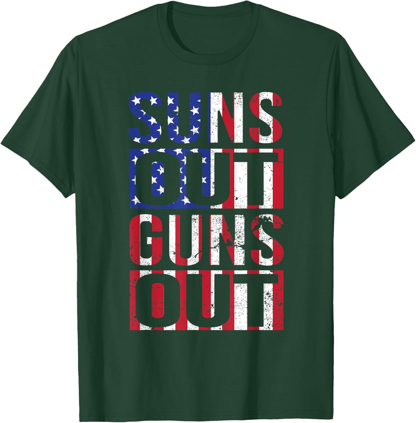 Suns Out Guns Out Funny Fourth Of July Muscles T-Shirt - T-Shirt | Forest