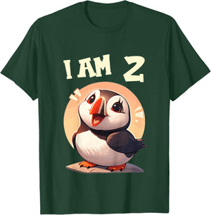 Kids 2 Years old 2 birthday Puffins Boy Girl Puffin T-Shirt - T-Shirt | Forest