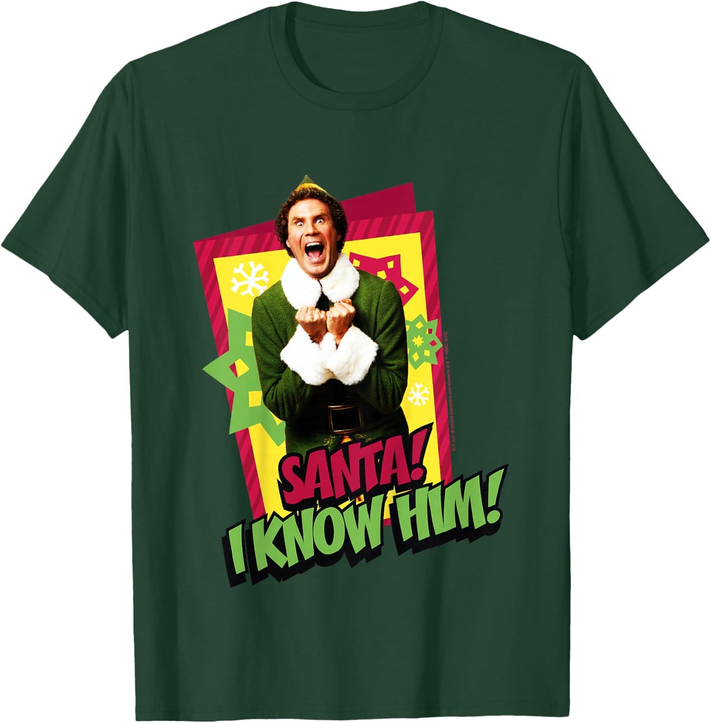 Kids Elf Buddy I Know Santa Bold Text Poster T-Shirt - T-Shirt | Forest