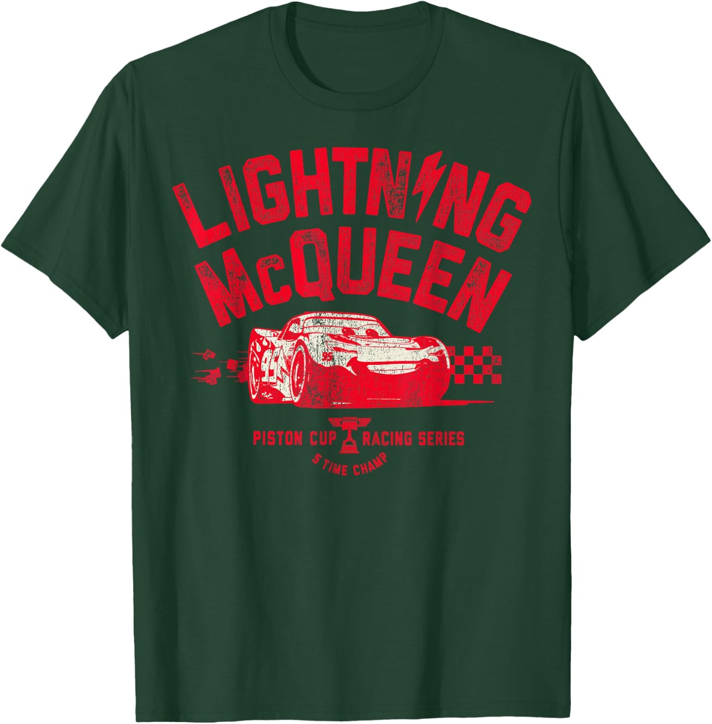 Disney Pixar Cars 3 Lightning McQueen Racing Vintage Badge T-Shirt - T-Shirt | Forest