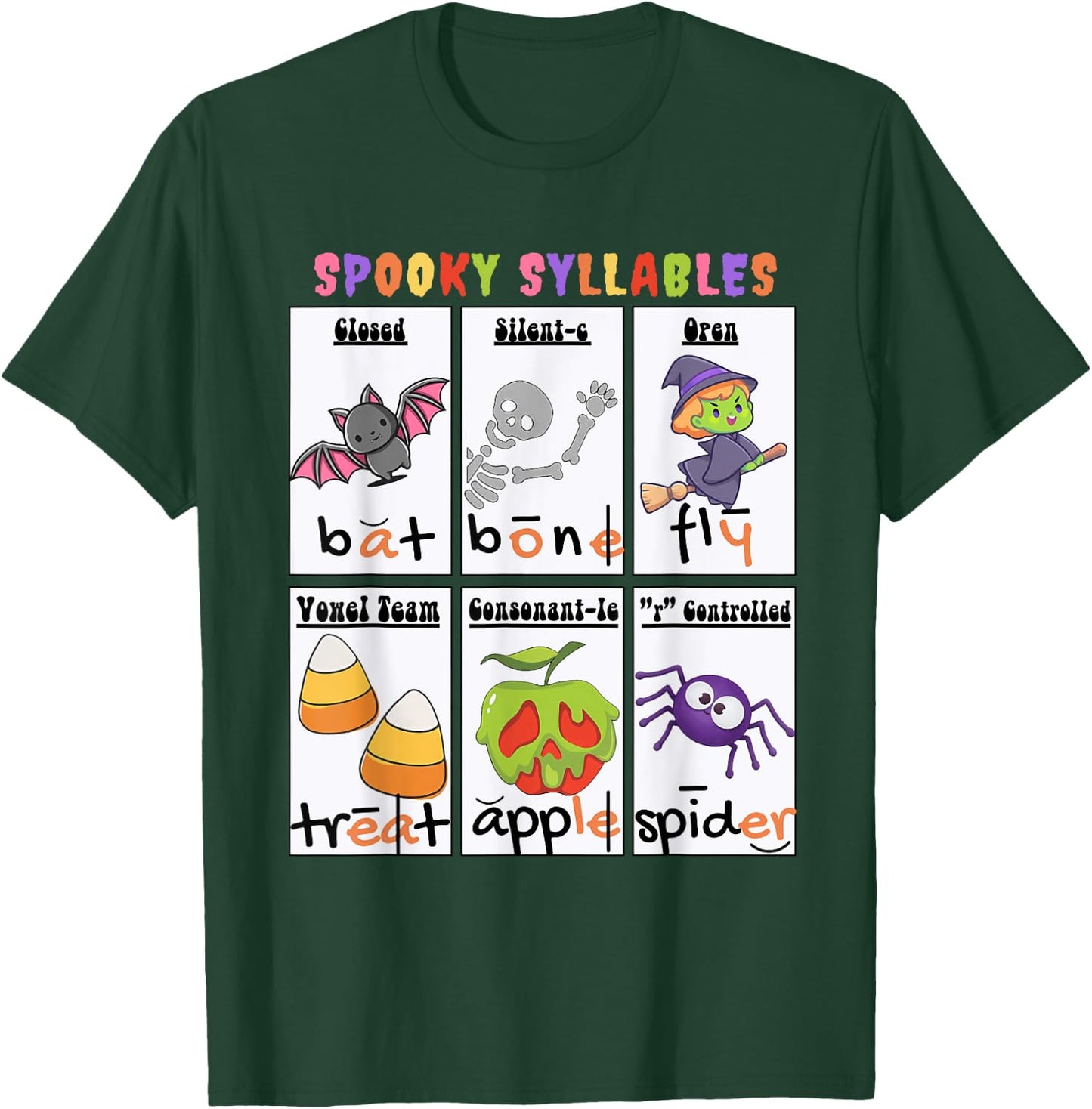Spooky Syllables Funny Halloween T-Shirt - T-Shirt | Forest
