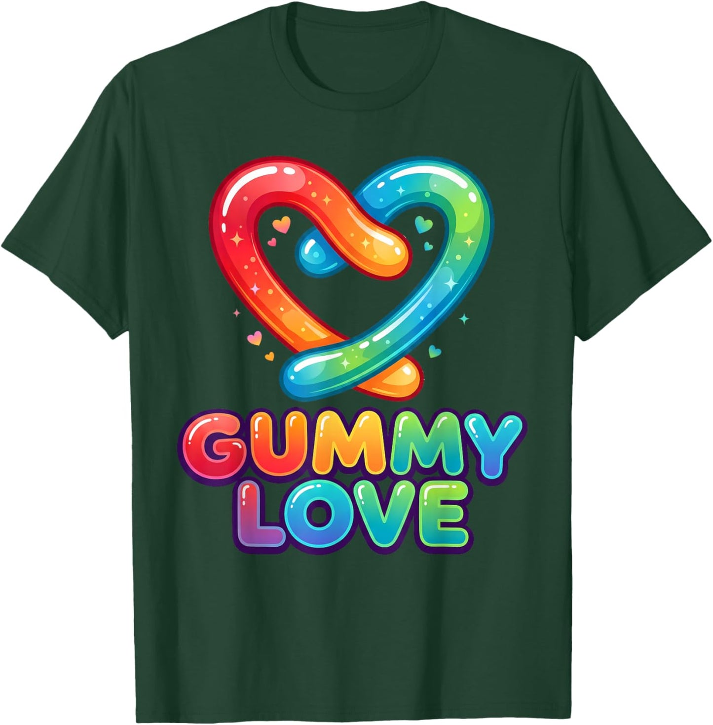 Gummy Love Worms Heart Cute Candy Valentine Graphic T-Shirt - T-Shirt | Forest