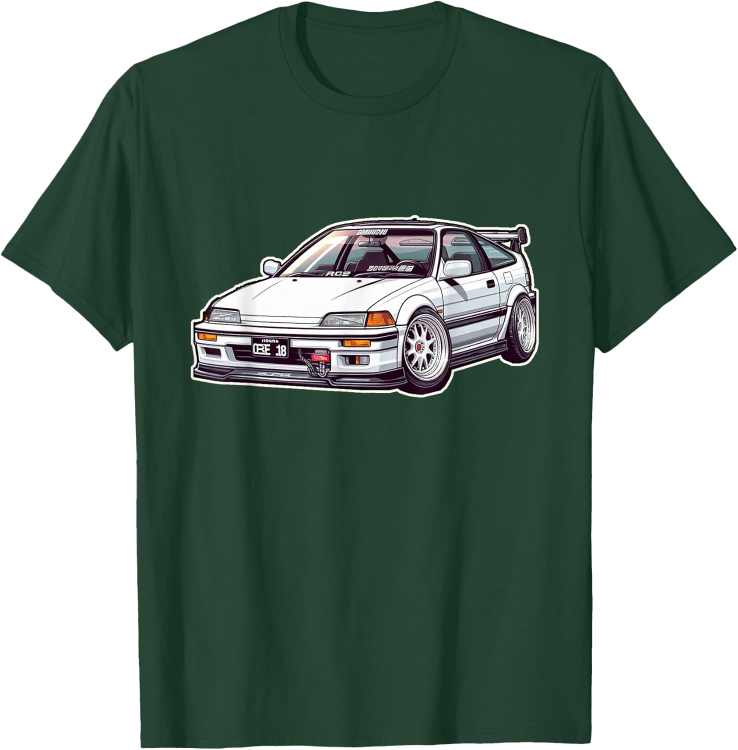 Jdm Euro Car Scene CR-X Hatch DOHC b16 Tuning Drift Import T-Shirt - T-Shirt | Forest
