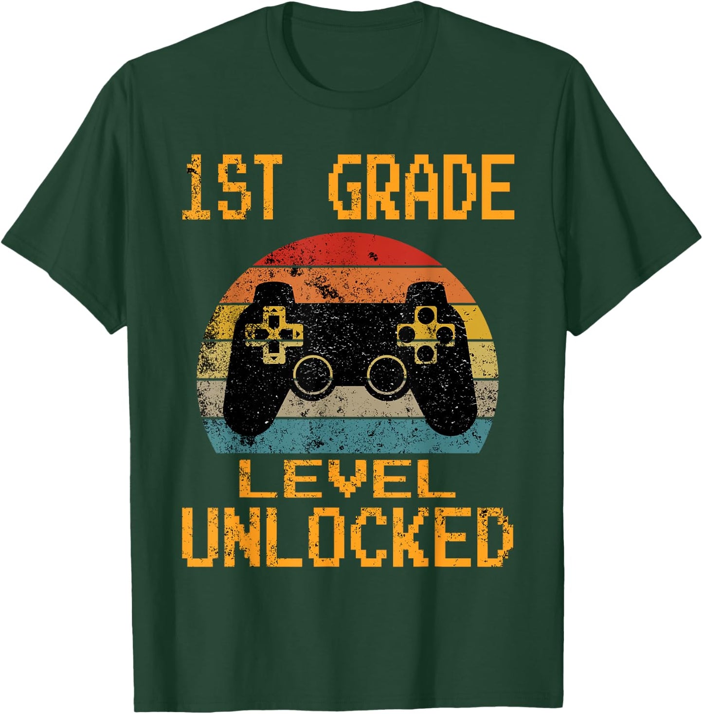 First Grade Level Unlocked Gamer 1st Day Of School Boys T-Shirt - T-Shirt | Forest