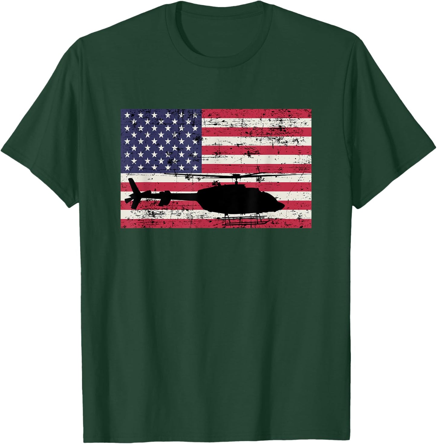 Patriotic Bell 407 helicopter American flag T-Shirt - T-Shirt | Forest