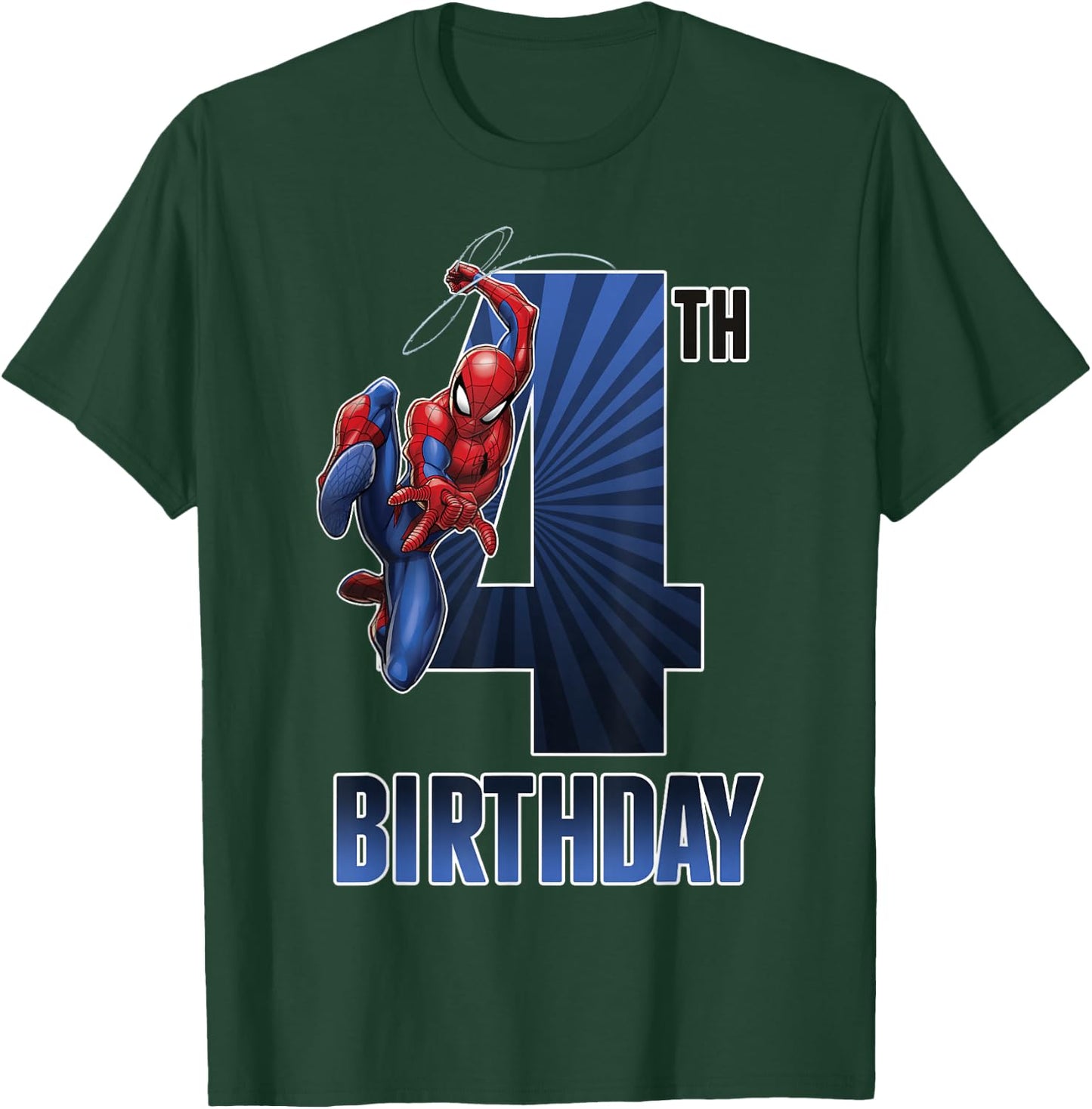 Marvel Spider-Man Swinging 4th Birthday Graphic Small T-Shirt - T-Shirt | Forest