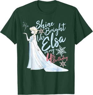 Disney Frozen Elsa Shine Bright On My 4th Birthday T-Shirt - T-Shirt | Forest