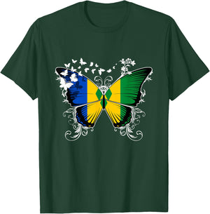 St. Vincent Flag Shirt Butterfly Graphic T Shirt T-Shirt - T-Shirt | Forest