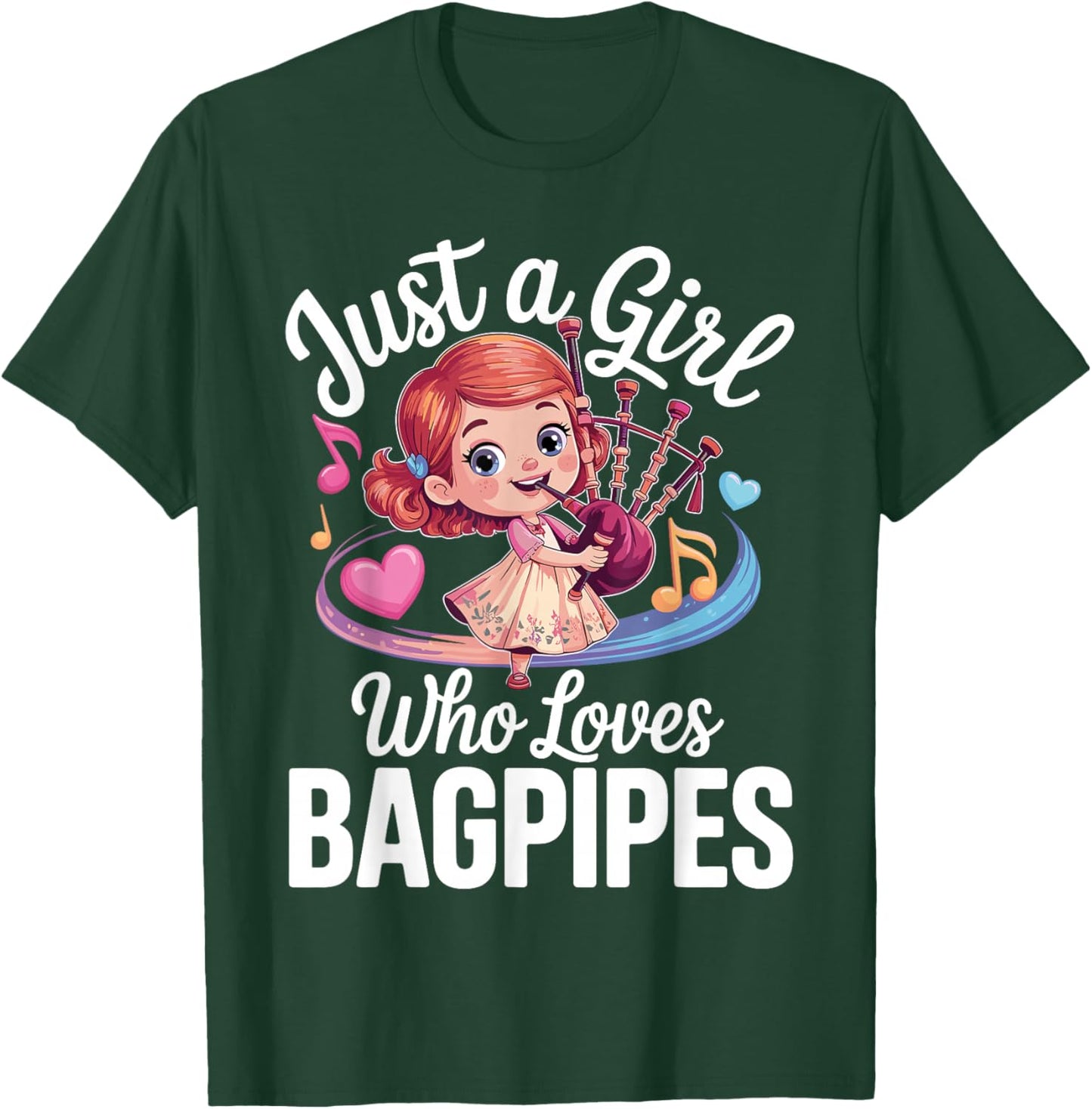 Cute Bagpipe Design Girls Bagpipe Player Bagpiper T-Shirt - T-Shirt | Forest