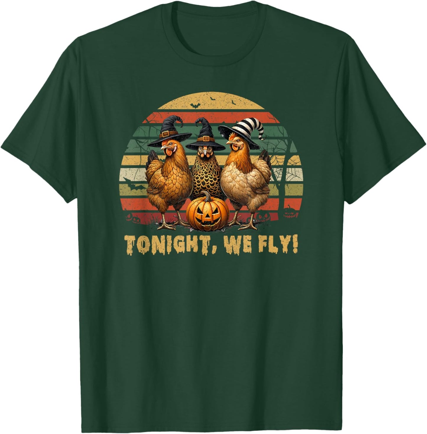 Tonight We Fly Halloween Chicken Fall Farm Animals Spooky T-Shirt - T-Shirt | Forest