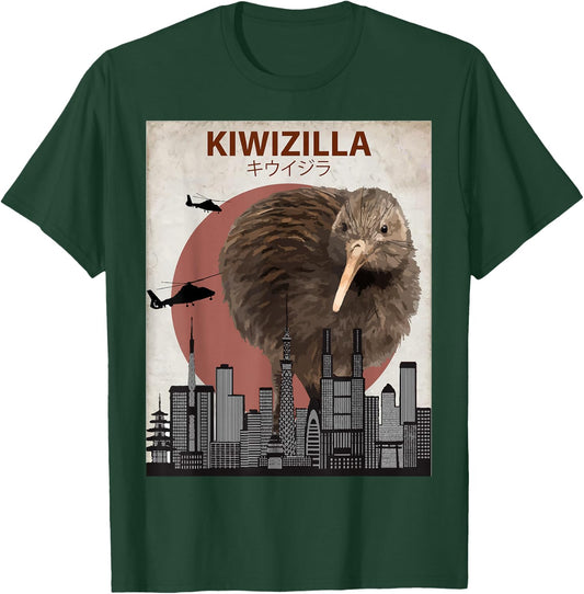 Kiwizilla Funny Kiwi | New Zealand Bird Lovers Gift T-Shirt - T-Shirt | Forest