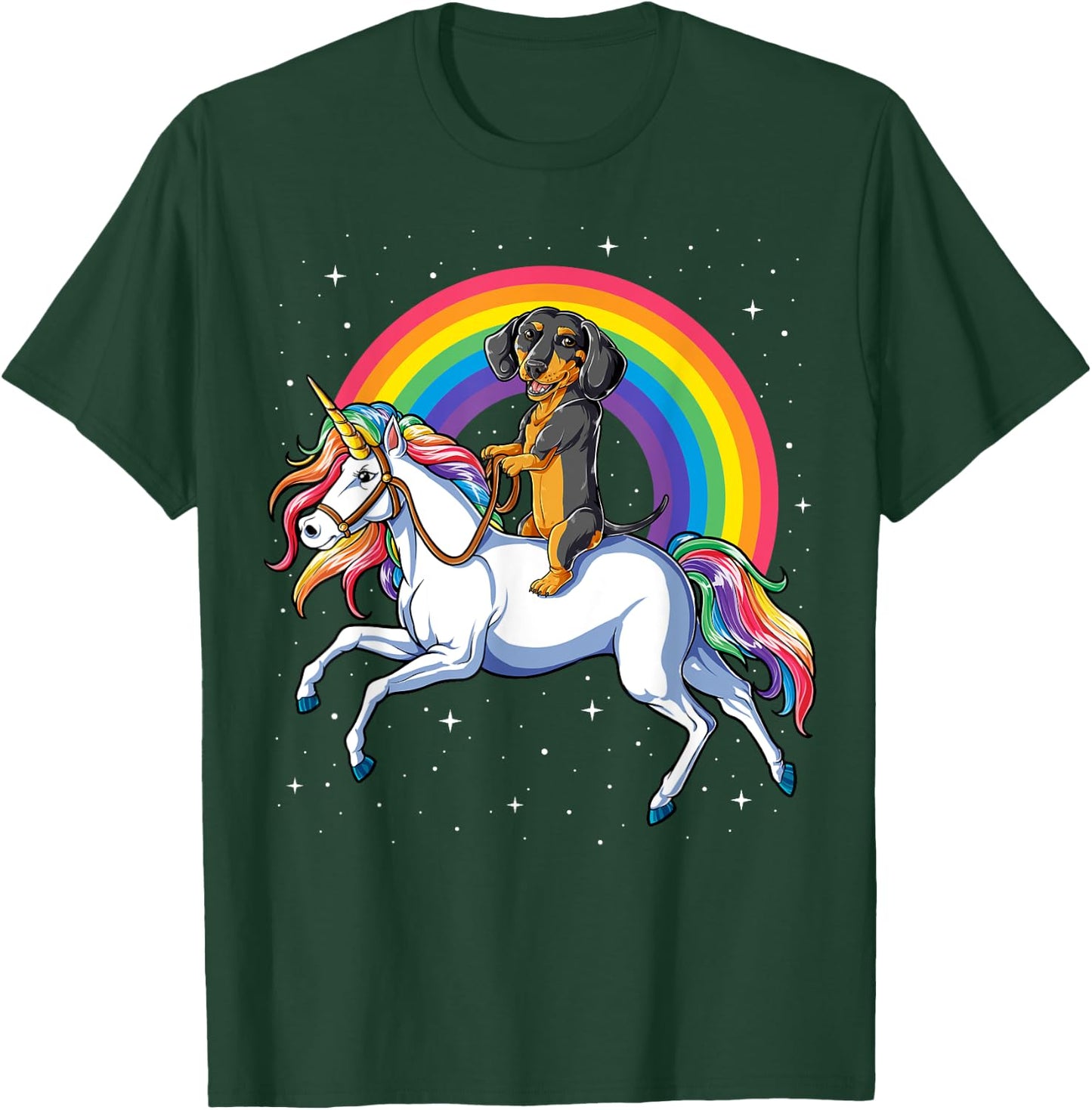 Dachshund Unicorn Girls Space Galaxy Rainbow Dog T-Shirt - T-Shirt | Forest