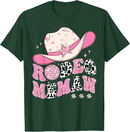 Rodeo Memaw Pink CowGirl 1St Birthday Disco Groovy T-Shirt - T-Shirt | Forest