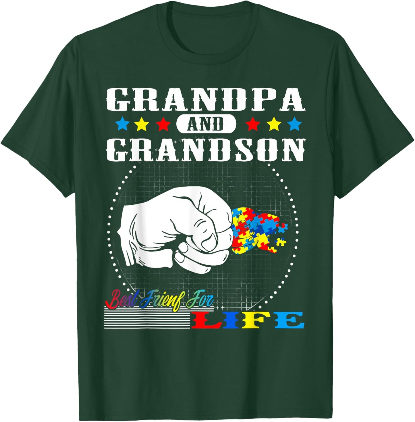 Autism Awareness Grandpa Grandson Best Friend for Life Gift T-Shirt - T-Shirt | Forest