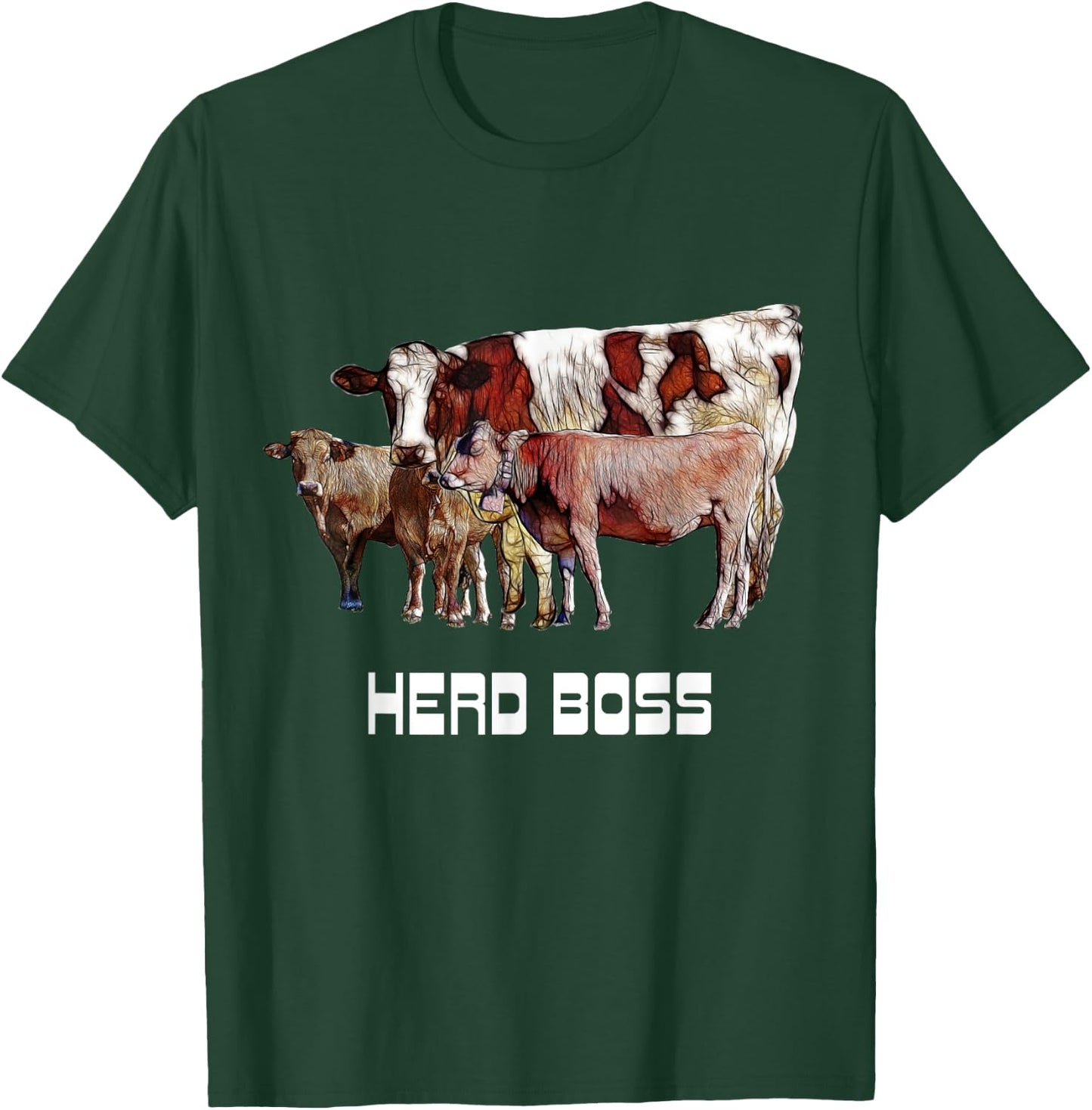 Herd Boss Big Cow Leader of the Pack Xmas Gift T-Shirt - T-Shirt | Forest