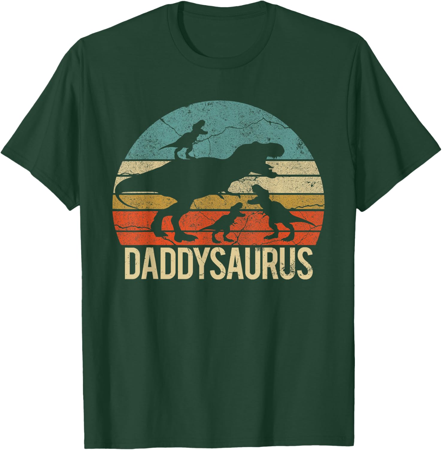 Daddy Dinosaur Daddysaurus 3 three Kids xmas christmas Gift T-Shirt - T-Shirt | Forest