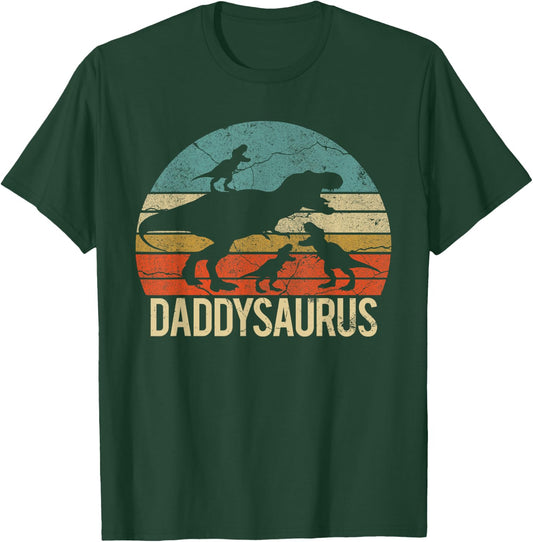 Daddy Dinosaur Daddysaurus 3 three Kids xmas christmas Gift T-Shirt - T-Shirt | Forest