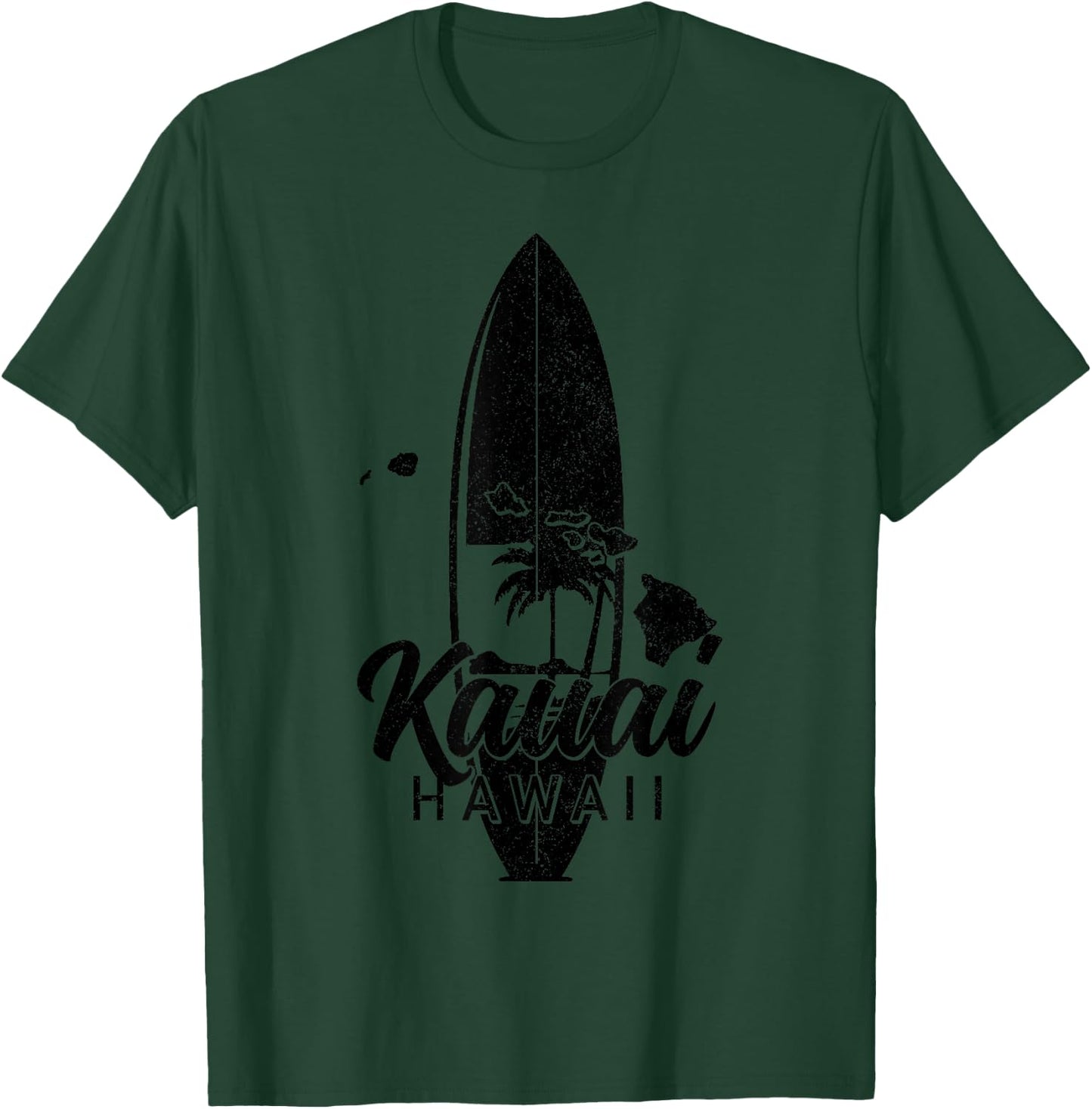 Kauai Hawaii Surf Board Surfing Surfer Hawaiian T-Shirt - T-Shirt | Forest
