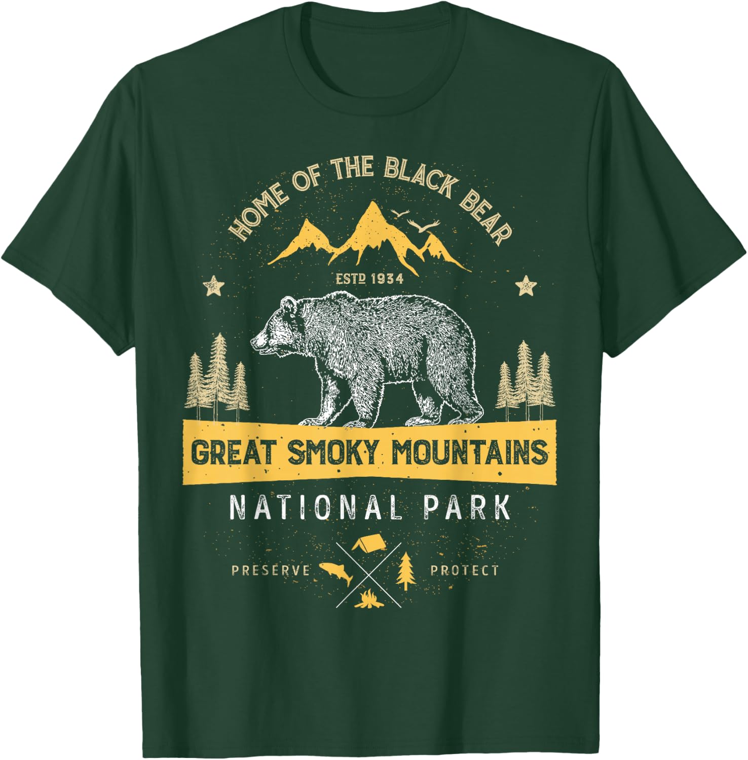 Great Smoky Mountains National Park T Shirt Bear Vintage T-Shirt - T-Shirt | Forest