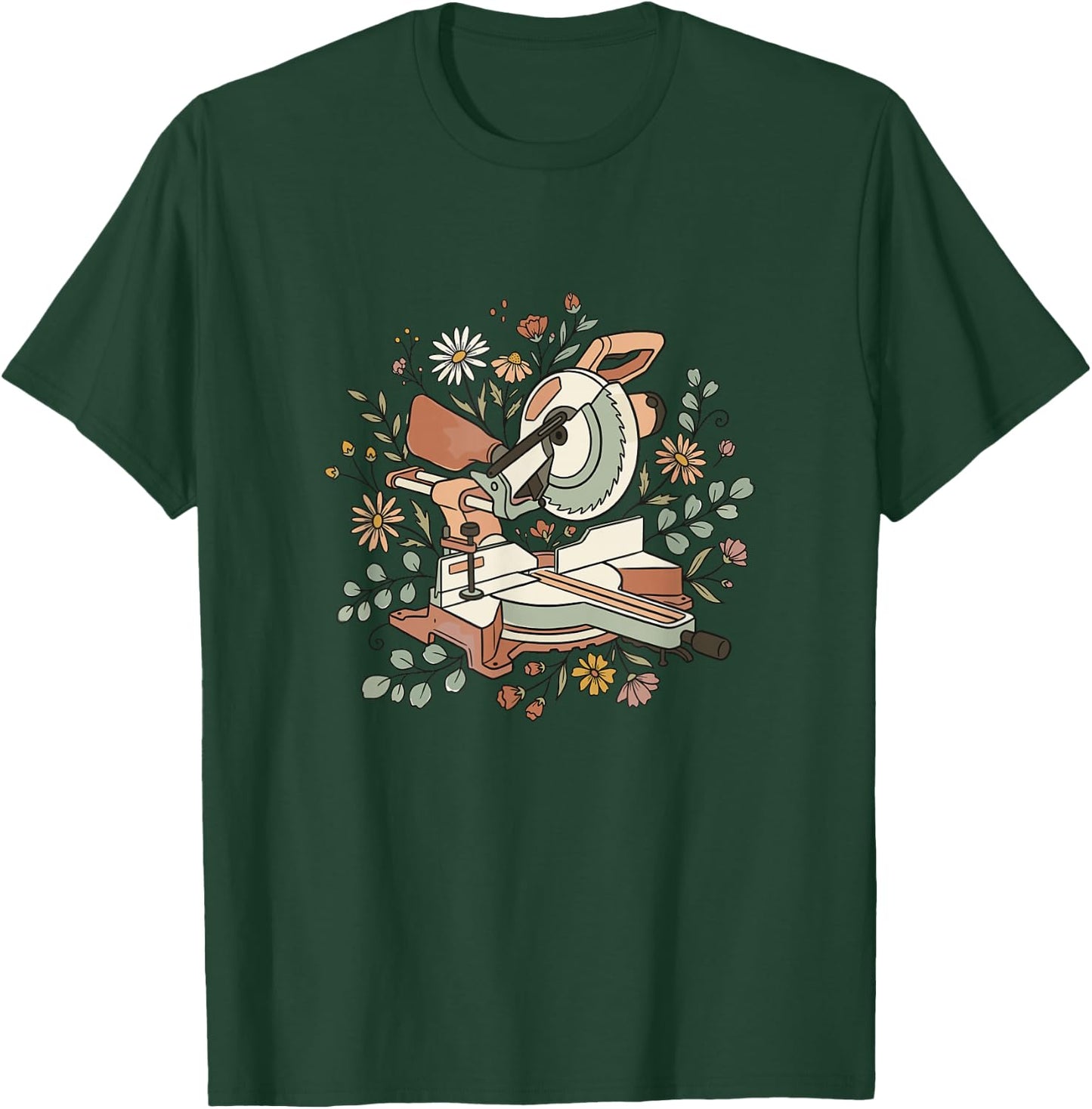 Boho Miter Saw Original Woodworker Floral Gift T-Shirt - T-Shirt | Forest