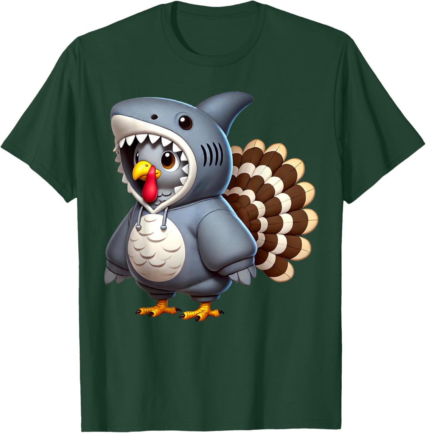 Turkey Dressed Shark Thanksgiving Parties Turkey Day 2024 T-Shirt - T-Shirt | Forest