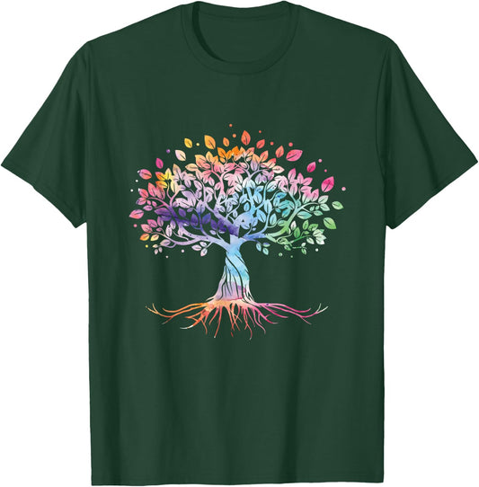 Colorful Life Is Really Good Vintage Unique Tree Art Gift T-Shirt - T-Shirt | Forest